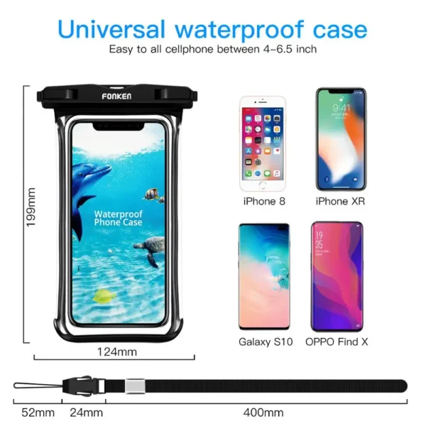 FONKEN Full View Waterproof Case for Phone Underwater Snow Rainforest Transparent Dry Bag Swimming Pouch Big Mobile Phone Covers - Image 5