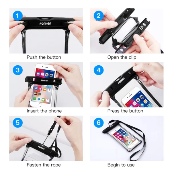 FONKEN Full View Waterproof Case for Phone Underwater Snow Rainforest Transparent Dry Bag Swimming Pouch Big Mobile Phone Covers - Image 6