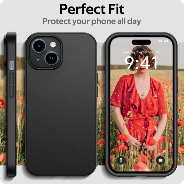 Luxury Matte Silicone Soft Case For iPhone 15 14 Plus 13 12 Mini 11 Pro XS Max X XR SE 2 3 7 8 Plus Ultra Thin Solid Black Cover - Image 3