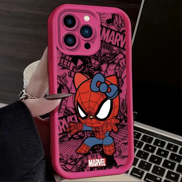 Spider Man Cute Hello Kitty Silicone Phone Case For iPhone 15 Case iPhone 14 13 12 11 Pro Max X XS XR 7 8 Plus SE 2020 TPU Cover - Image 4