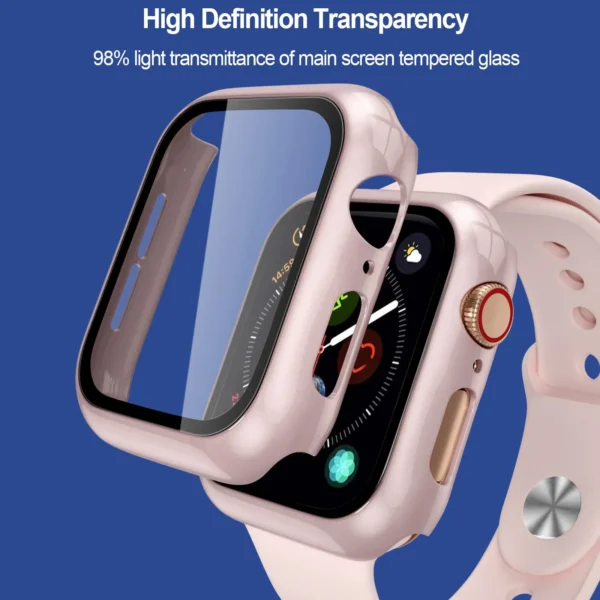 Case for Apple Watch Series 8 7 45mm 44mm 40mm iwatch 6 SE 5 4 3 42mm 38mm glass+cover Screen Protector Apple watch Accessories - Image 2
