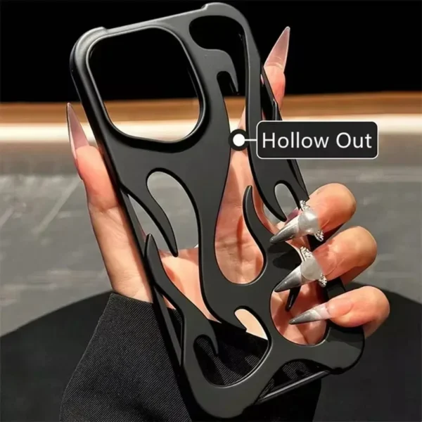 Fashion Matte 3D Hollowed Flame Phone Case For iphone 16 15 14 13 12 11 Pro Max 16 Plus Creative Electroplated Soft Back Cover - Image 4