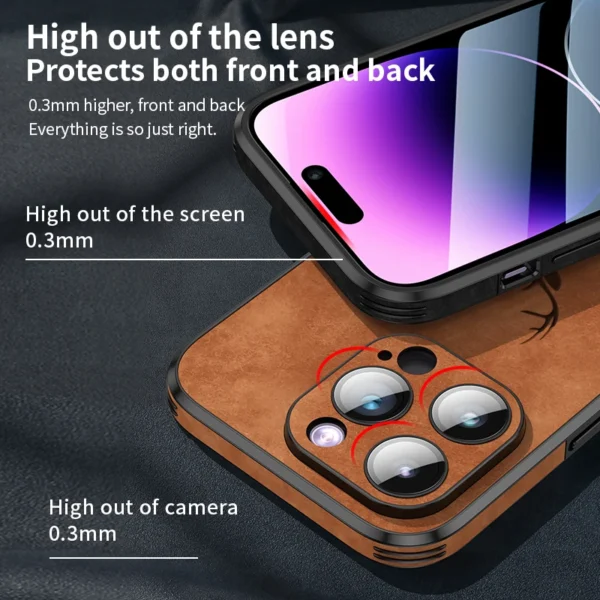 Luxury Leather Phone Case For iPhone 11 14 13 16 15 Pro Max Lens Glass Bumper Shockproof Silicone Mobile Cellphone Cover Funda - Image 3