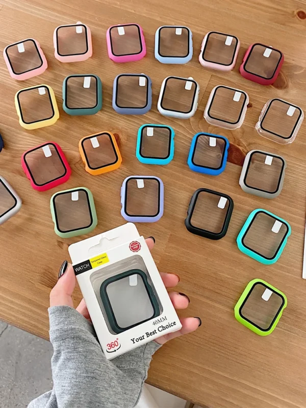 Tempered glass+Case for Apple watch Accessories 44mm 45mm 41mm 40mm iwatch Screen Protector Apple Watch Series 9 8 7 6 5 4 SE 3