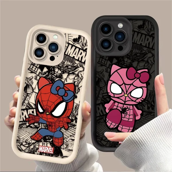 Spider Man Cute Hello Kitty Silicone Phone Case For iPhone 15 Case iPhone 14 13 12 11 Pro Max X XS XR 7 8 Plus SE 2020 TPU Cover - Image 2
