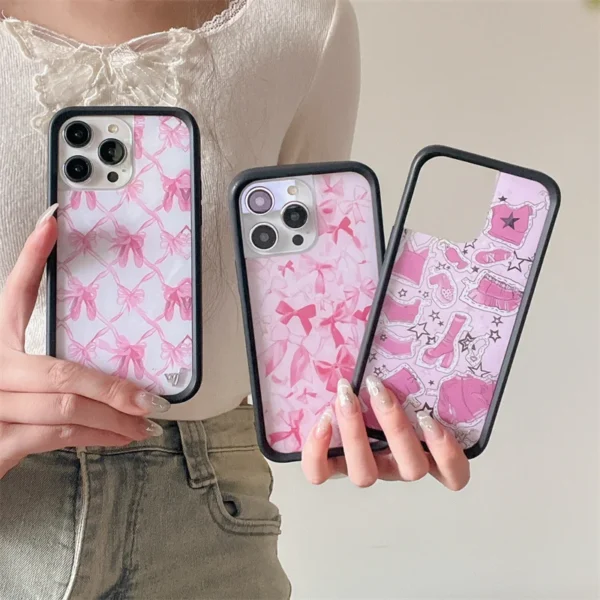 Wildflower 3D Girls bow high heels Phone Case for iPhone 16 15 14 13 12 Pro Max Plus 16pro 15pro WF Rabbit Cute Cartoon Cover - Image 2
