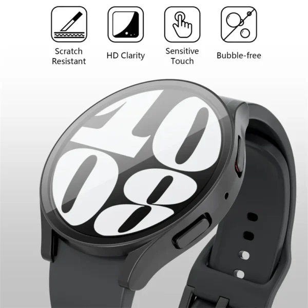 Tempered Glass+Case for Samsung Galaxy Watch 7/6/5/4 44mm 40mm Full PC bumper screen protector cover Galaxy watch FE Accessories - Image 5