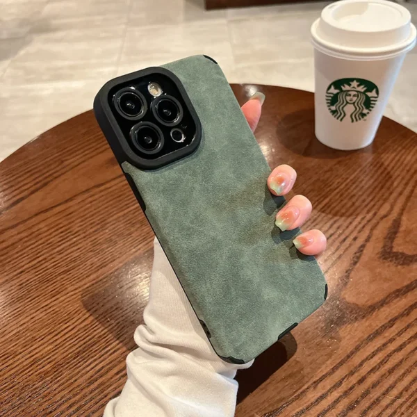 Fashion Matte Leather Silicone Case For iPhone 14 Plus 12 13 Mini 11 16 15 Pro Max 7 8 XR X XS Lens Protection Shockproof Cover - Image 3