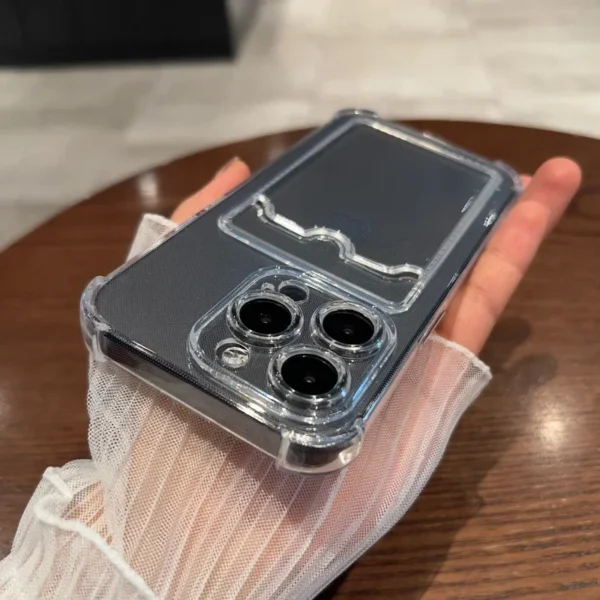 Luxury Soft Card Bag Phone Case For iPhone 16 15 14 13 12 11 Pro Max Mini X XS Max XR 7 8 Plus SE 2020 Transparent Bumper Cover - Image 3