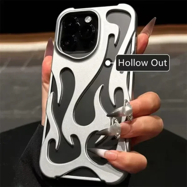 Fashion Matte 3D Hollowed Flame Phone Case For iphone 16 15 14 13 12 11 Pro Max 16 Plus Creative Electroplated Soft Back Cover - Image 5