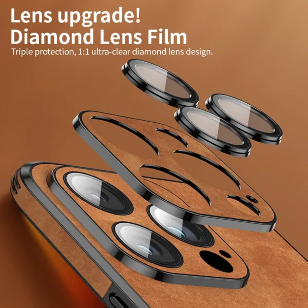 Luxury Leather Phone Case For iPhone 11 14 13 16 15 Pro Max Lens Glass Bumper Shockproof Silicone Mobile Cellphone Cover Funda - Image 2