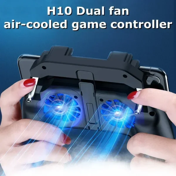 H10 4 Fingers Mobile Phone Game Handle w/ Radiator Aim Shooting Gamepad Joystick Controller for IOS Android Gaming Accessories - Image 3