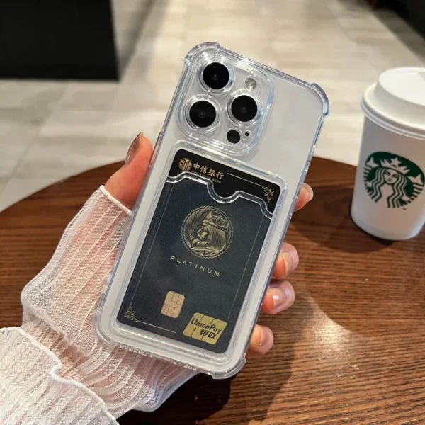 Luxury Soft Card Bag Phone Case For iPhone 16 15 14 13 12 11 Pro Max Mini X XS Max XR 7 8 Plus SE 2020 Transparent Bumper Cover - Image 4