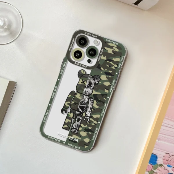 Fashion Luxury Brand Robot Bear Phone Case For iPhone 15 14 13 12 11 Mini Pro Max X XR XSMax 6S 7 8 Plus SE20 Transparent Cover - Image 5