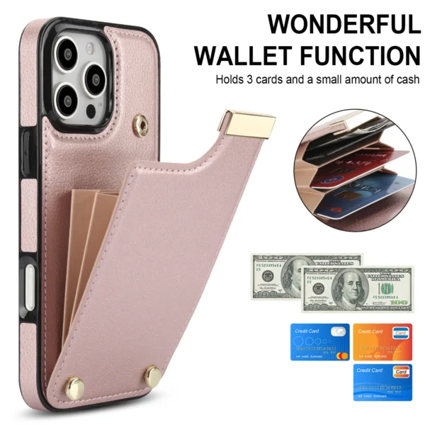 Shockproof Leather Card Holder Wallet Case For iPhone 16 Pro Max 15 14 13 12 11 XR XS X, Flip Cards Pocket Phone Cover Funda - Image 3
