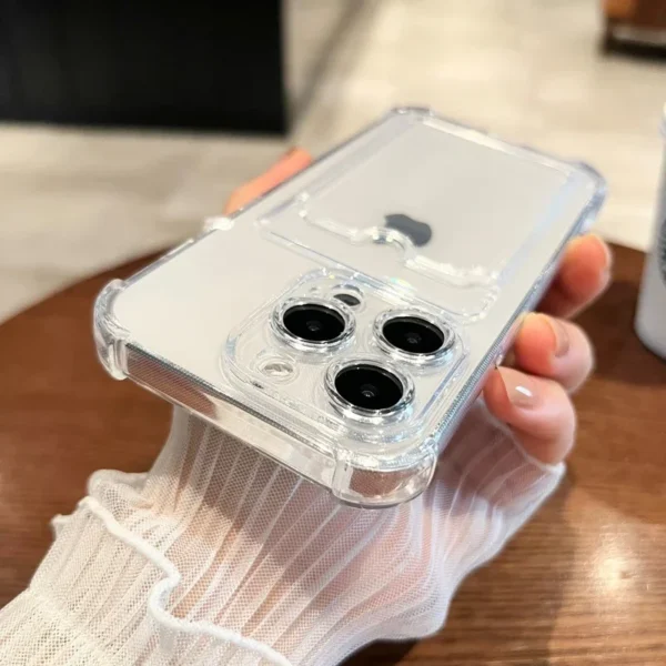 Luxury Soft Card Bag Phone Case For iPhone 16 15 14 13 12 11 Pro Max Mini X XS Max XR 7 8 Plus SE 2020 Transparent Bumper Cover - Image 2