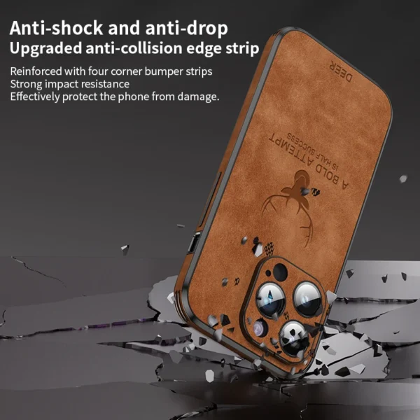 Luxury Leather Phone Case For iPhone 11 14 13 16 15 Pro Max Lens Glass Bumper Shockproof Silicone Mobile Cellphone Cover Funda - Image 5