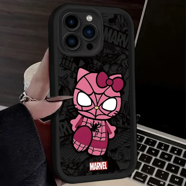 Spider Man Cute Hello Kitty Silicone Phone Case For iPhone 15 Case iPhone 14 13 12 11 Pro Max X XS XR 7 8 Plus SE 2020 TPU Cover - Image 5